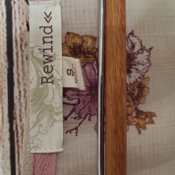 💟 Rewind Women's Small Tan Floral Print Kimono Sheer Top - Picture 2 of 4